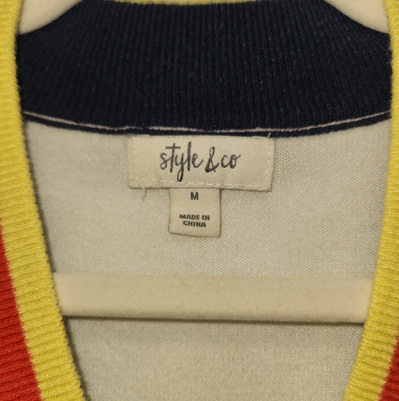 Style & CO 60's Style Striped Edge Retro Sweater MEDIUM - Picture 3 of 9